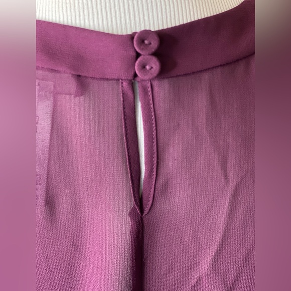 BCBG Maxazaria Enja Blouse Ruffle Sheer Feminine Flowy Wine Deep Port Wedding XS - Picture 9 of 10